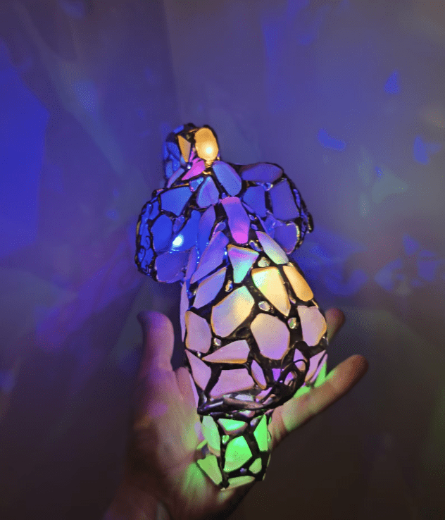 Sea glass elephant figurine night light, stained glass cute art home decor, wireless night lamp - Image 15