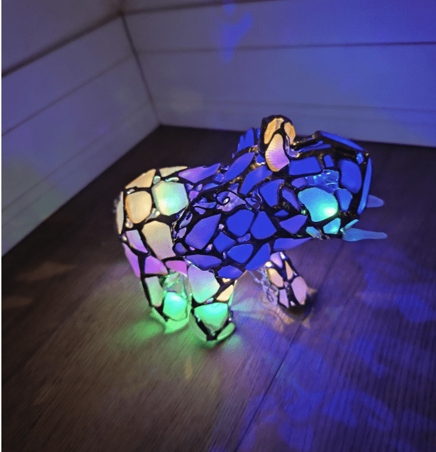 Sea glass elephant figurine night light, stained glass cute art home decor, wireless night lamp - Image 12