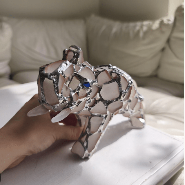 Sea glass elephant figurine night light, stained glass cute art home decor, wireless night lamp - Image 7