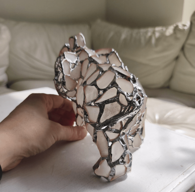 Sea glass elephant figurine night light, stained glass cute art home decor, wireless night lamp - Image 5
