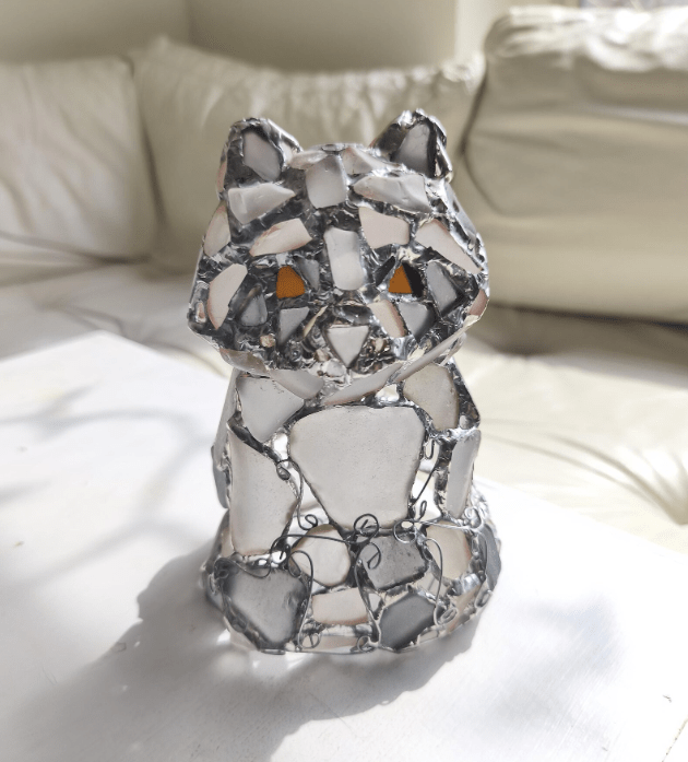 Sea glass raccoon figurine night light, cute art home decor, wireless night lamp - Image 11