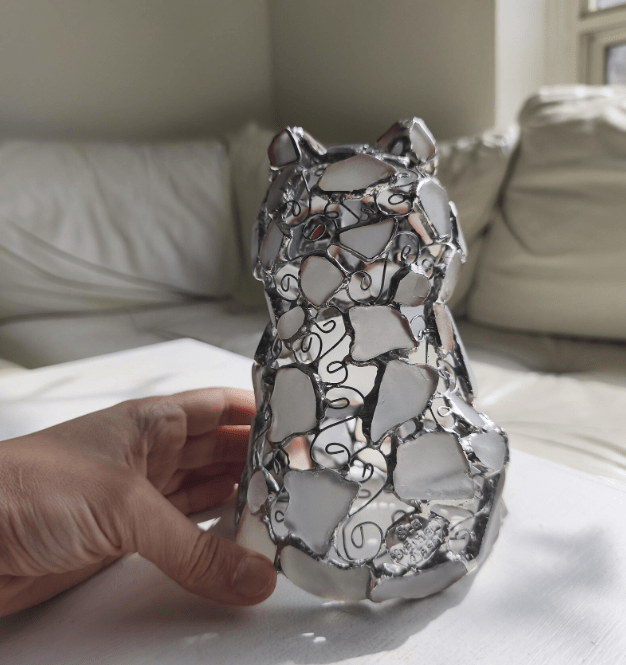 Sea glass raccoon figurine night light, cute art home decor, wireless night lamp - Image 9