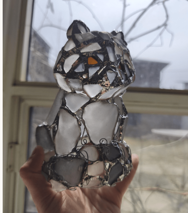 Sea glass raccoon figurine night light, cute art home decor, wireless night lamp - Image 7