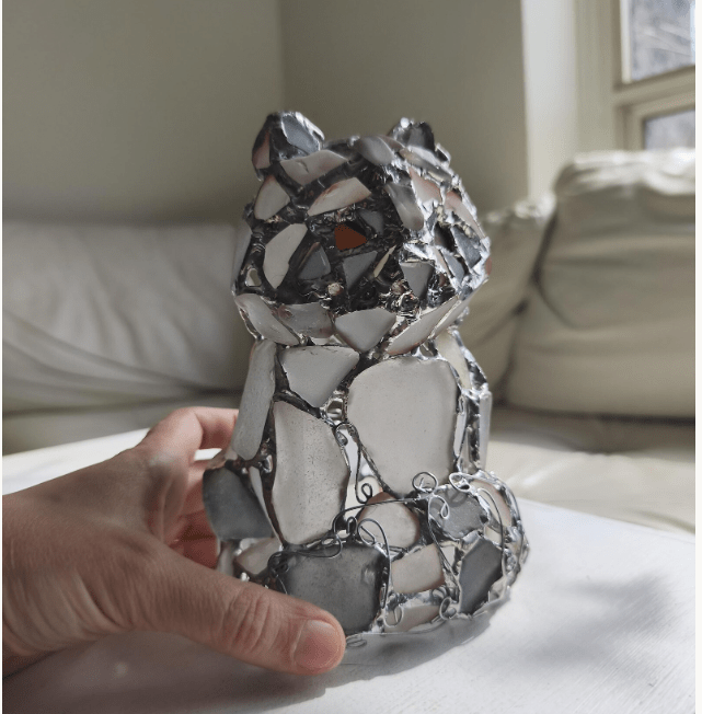 Sea glass raccoon figurine night light, cute art home decor, wireless night lamp - Image 4
