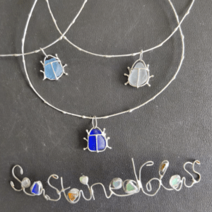 sea glass bug necklace