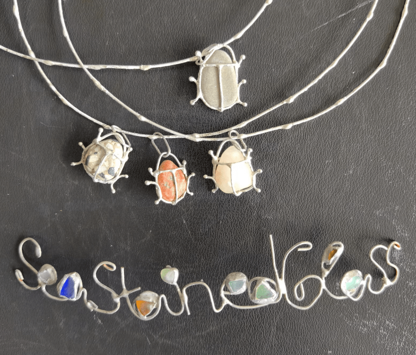 pebble bug necklace